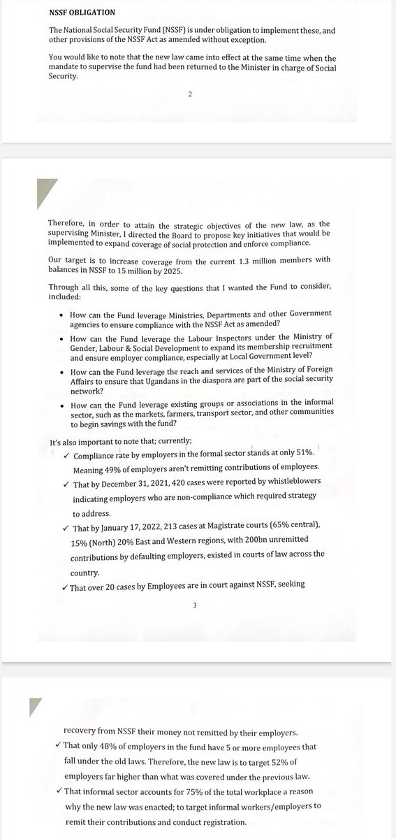 twijukyeobed's tweet photo. #NSSFUpdates🚦🚥
Hon .@BettyAmongiMP: Our target is to increase coverage from the current 1.3m members with balances in @nssfug to 15 million by 2025. Statistics from the @StatisticsUg report of 2021, indicate that the total labour force in Uganda now stands at 15-19m workers. https://t.co/1fpphpUflj