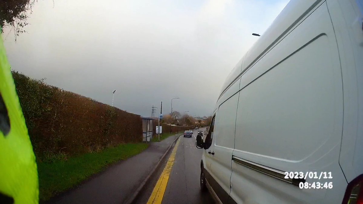 JimsWheels's tweet image. "Ah" I thought, "ten miles into work and all well, at last nothing to report, good driving all around"  but within 500 yards of the destination.... an extremely #closepass !