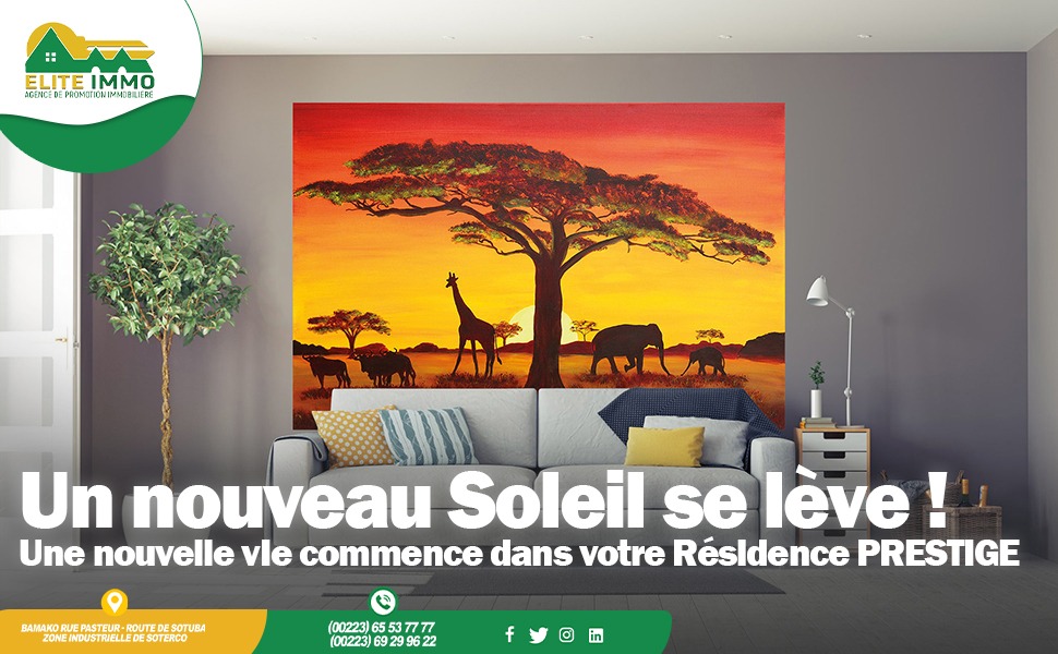 EliteMali's tweet photo. Qu'un nouveau Soleil se lève...
Qu'une nouvelle vie commence dans votre Résidence #PRESTIGE

Eh oui... Faites le pas seulement ! https://t.co/FFGAJqv7g8