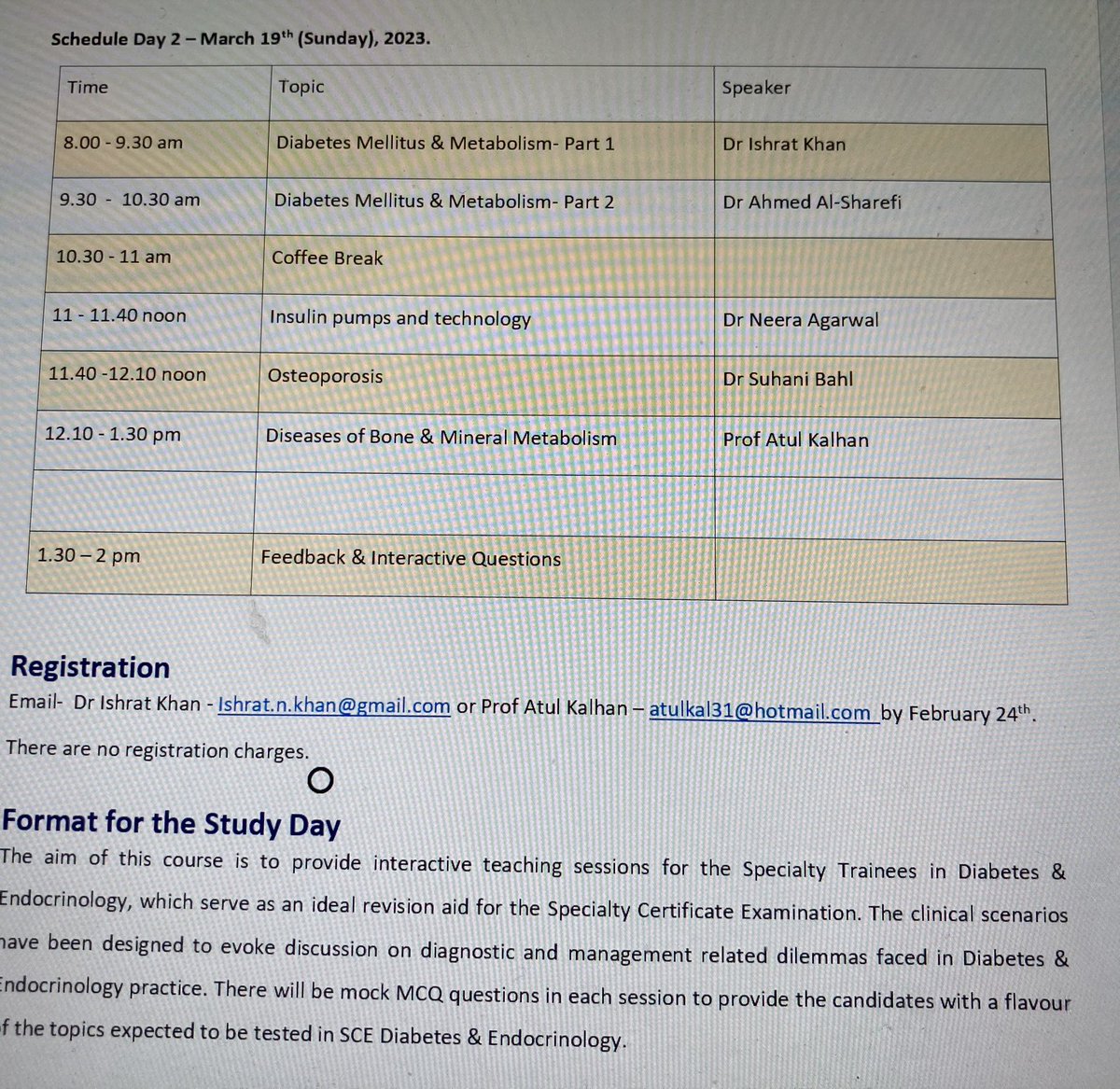 6th SCE Endocrinology course, March 18 &amp; 19th, Royal Glamorgan Hospital. E mail atulkal31@hotmail.com or Ishrat.n.khan@gmail.com to register.<a href="/drpunith/">Punith Kempegowda</a> <a href="/Melanie_Nana1/">Melanie Nana</a> <a href="/ahmed_alsharefi/">Ahmed Al-Sharefi</a> <a href="/DrIshratKhan/">Dr Ishrat Khan</a> <a href="/DiabEndoMeta_WM/">WM Diabetes, Endocrinology & Metabolism</a> @youngdiab <a href="/welshendodiab/">WEDS</a> <a href="/ABCDiab/">ABCD Diabetes</a> <a href="/DiabetesKings/">King’s Diabetes</a>