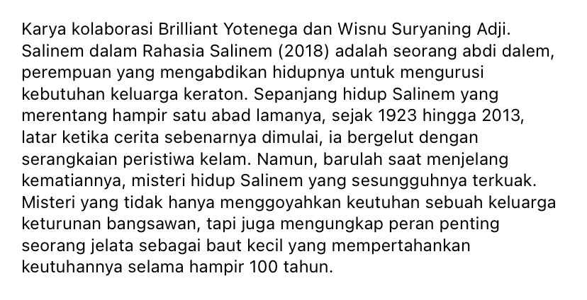 selangitnya's tweet photo. 📚 Rahasia Salinem; Brilliant Yotenega &amp; Wisnu Suryaning Adji
⭐️: 4,5/5 https://t.co/w89D0MhEk6