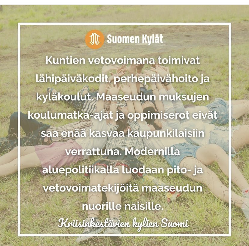 suomenkylat's tweet photo. Maaseudun elinvoima nousee asukkaista ja kylistä.
👍🏻 kyläkauppatuen jatko
👍🏻 liikkuvat palvelubussit
👍🏻 kyläkoulujen tasa-arvoraha
Ideoita 🧡 :
https://t.co/ZcnuRdacEm
#MTvaalit23 https://t.co/9l6pExv5k3