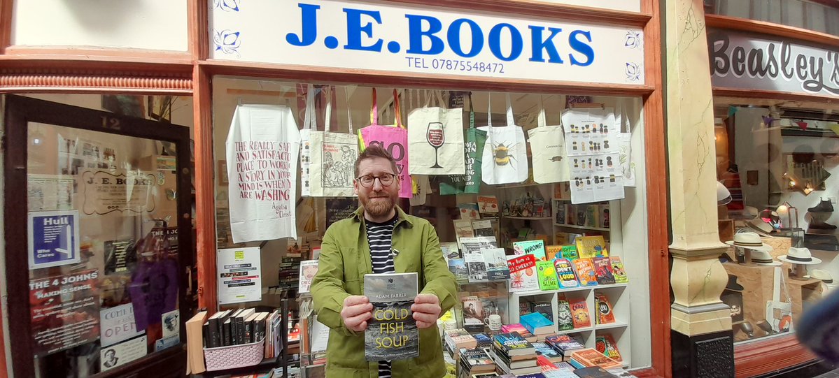 AdamJFarrer's tweet photo. Seeing as everyone is massively into memoir all of a sudden, I'd like to remind you that my award-winning one was published last year. Here I am holding it outside the greatest book shop in Hull.
https://t.co/olfrtGNAAw #BookTwitter #BookBoost #memoir #withernsea #ColdFishSoup https://t.co/qQnG0YNwwW