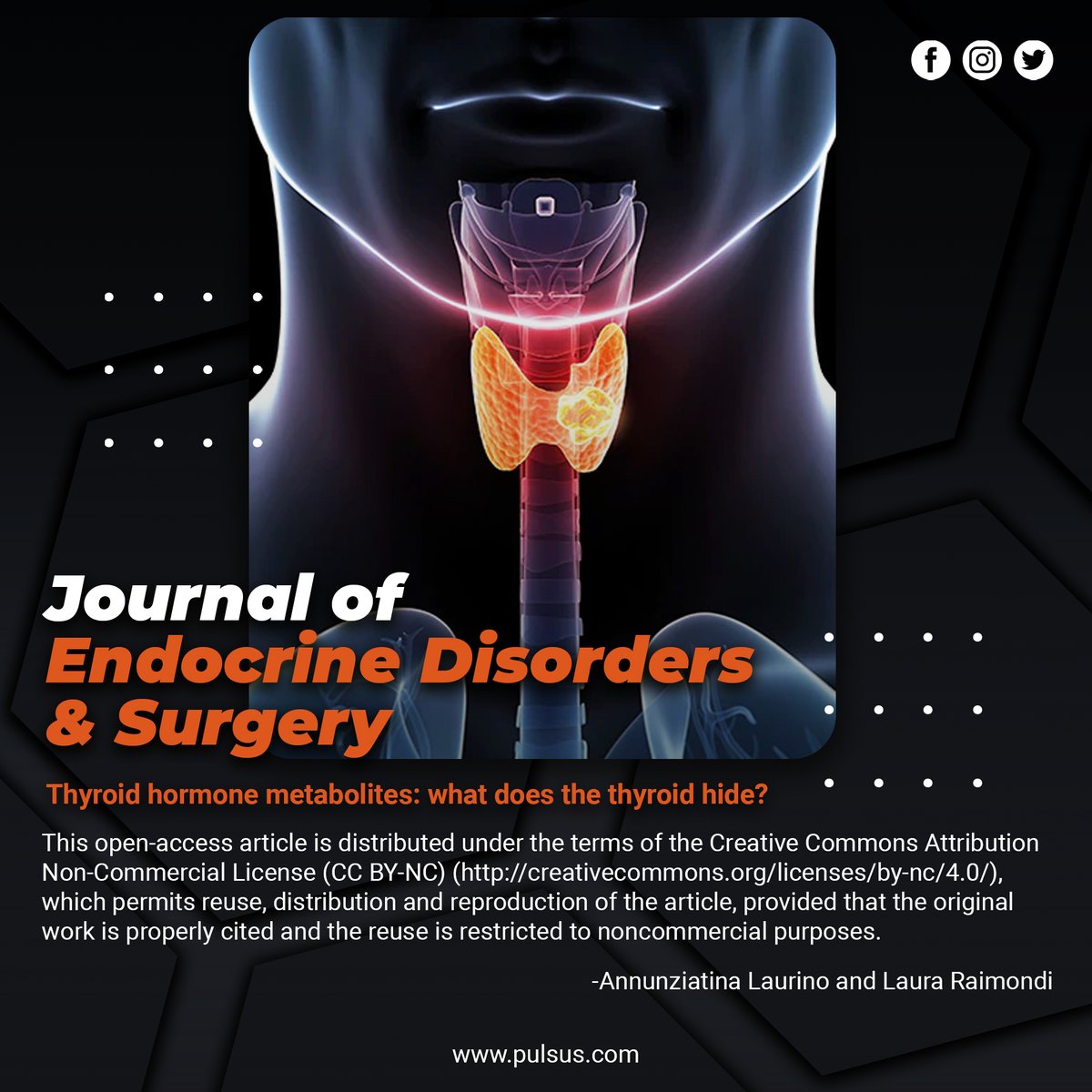 pulsus5's tweet photo. Journal of Endocrine Disorders &amp; Surgery
#nutrition #surgeon #biochemistry #Endocrinedisorder 

For more information, you can contact us on Whatsapp:
+44 1834290013 https://t.co/UxL6yrZ76N