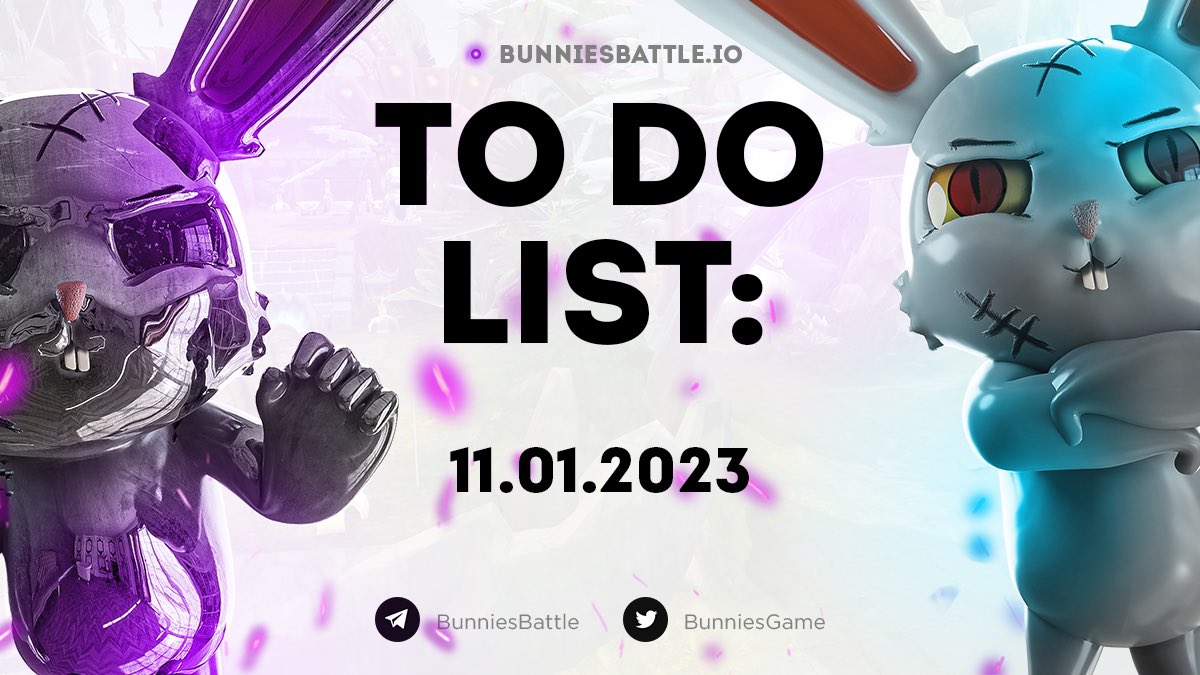 BunniesGame's tweet photo. It's time for new victories! Especially when the week is in full swing 💥

✔️Calling the team
✔️Preparing for the announcement of the very big news
✔️Working on AMA strategy
✔️Working on game implementation

Little plans for today. Charging up? 🔥 https://t.co/c4nEzjfHyI