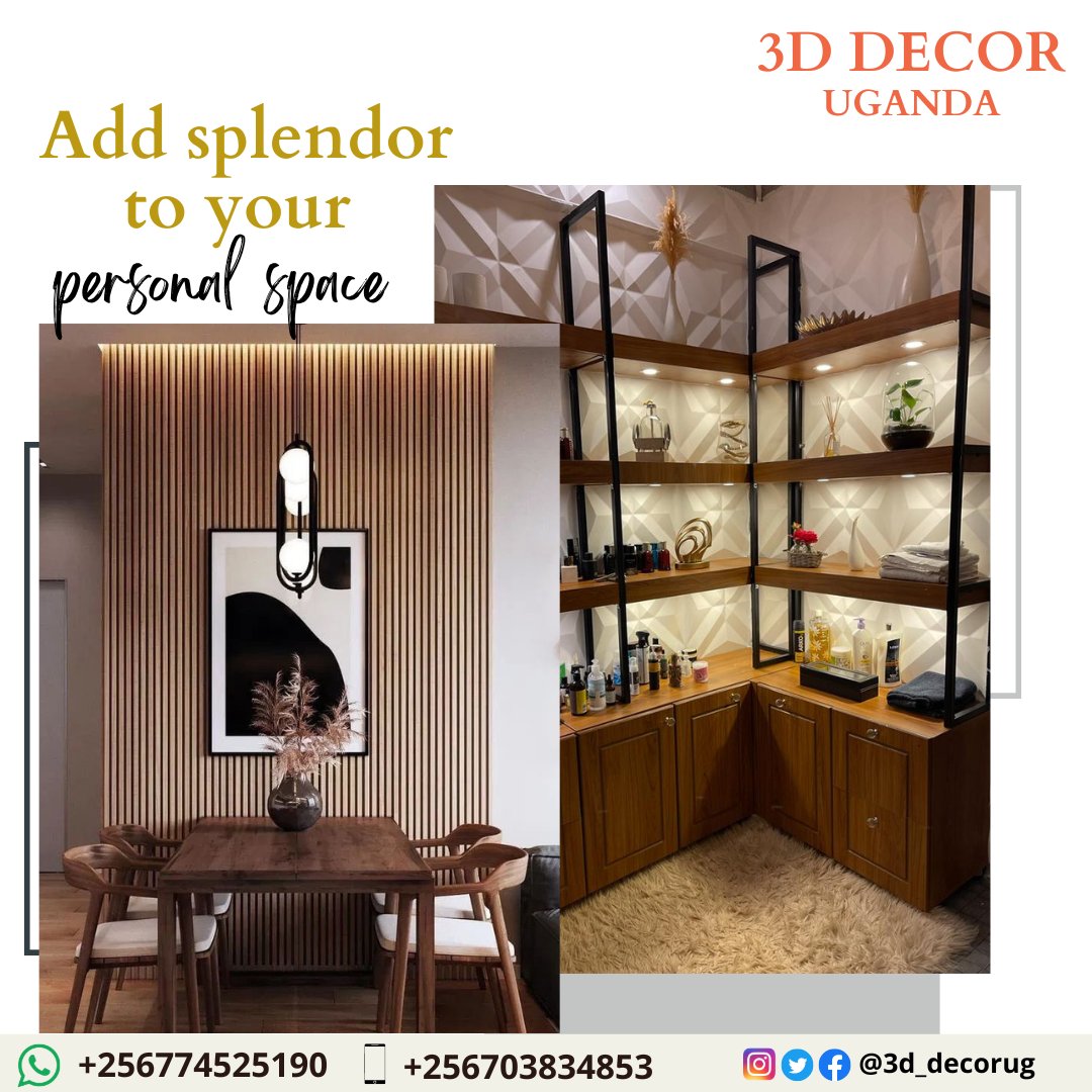 3ddecoruganda's tweet photo. Our new collection of wall panels will add warmth and inspiration to your interior.
Browse through our WhatsApp catalogue +256774525190 and book your slot now.
#wallpanels #3dwallpanels #3dwallpapers #3ddecorUganda #interiordesign #design #interior https://t.co/eLl1tsDA7k