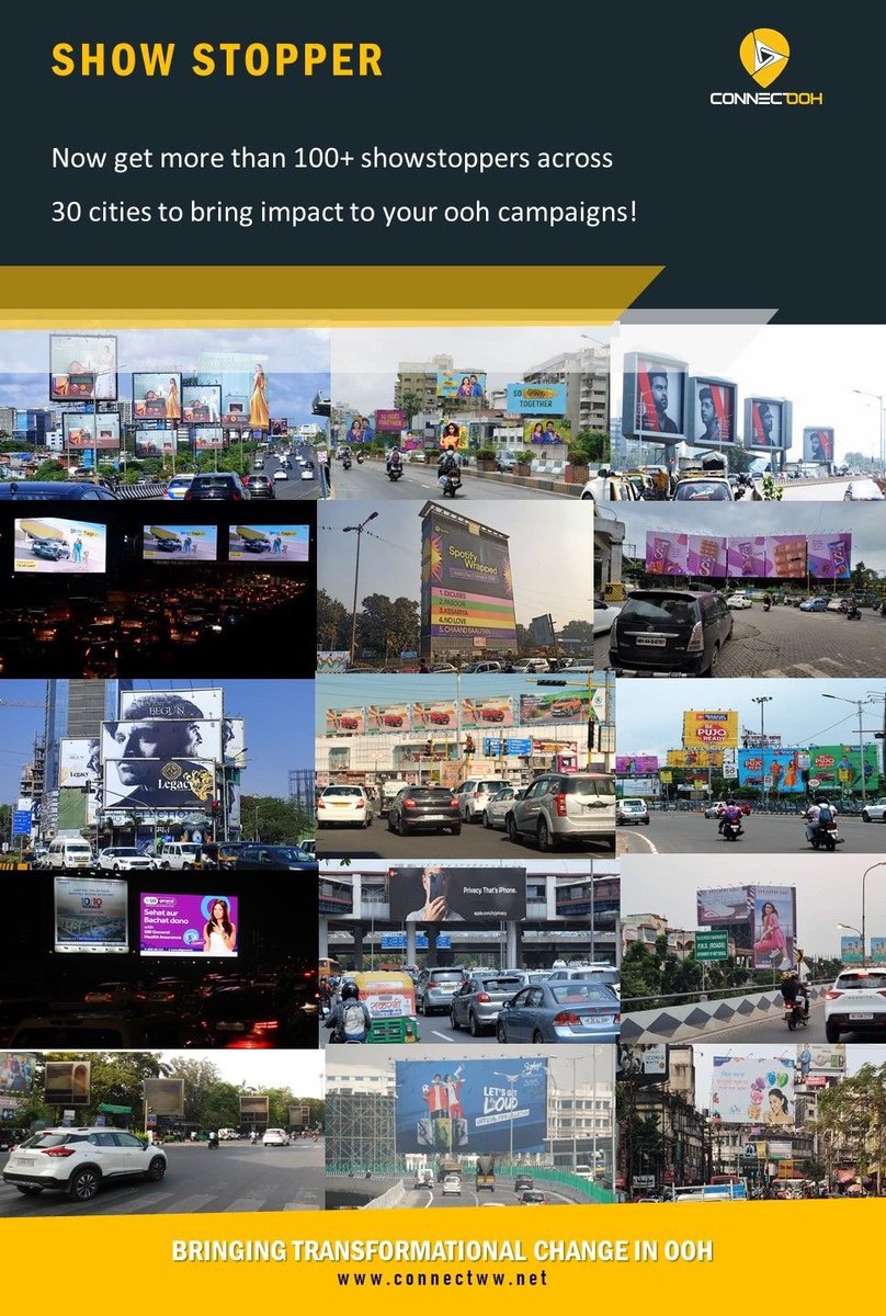 ConnectNetwork8's tweet photo. Now get more than 100+ Showstoppers across 30 cities to bring impact to your OOH campaigns. https://t.co/Qzwh89VpFA