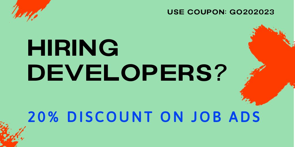 20% discount on a Job Ad - GO202023:
#hiredevelopers #jobboards #jobboard #techjobs #hiringtech #job #jobpostings 

fullstackjob.com #fullstackdeveloper 
reactjsjob.com #reactjs
javascriptjob.xyz #javascript #typescript #nodejs