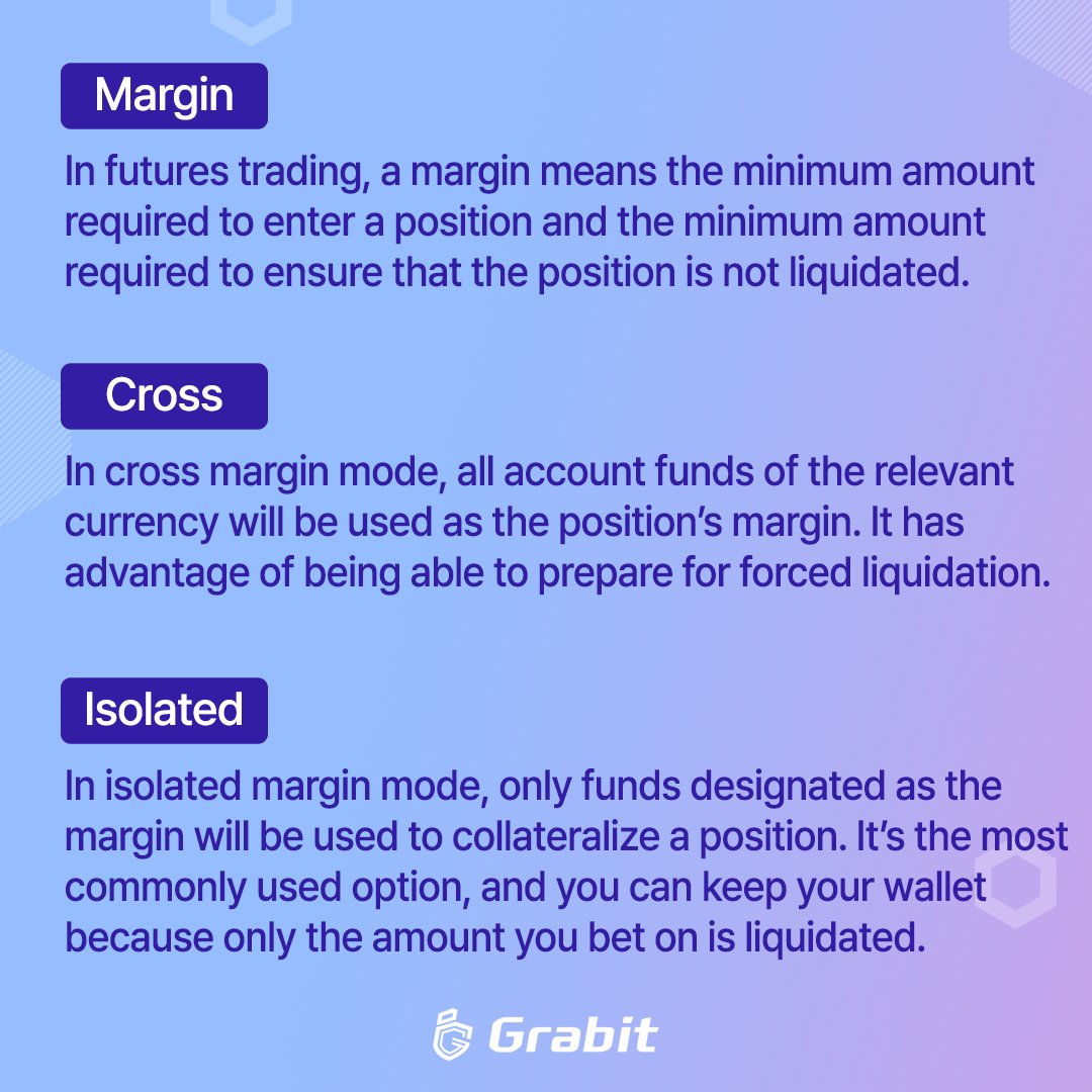 Grabit_Official's tweet photo. In isolated mode, only funds designated as the margin will be used to collateralize a position. 
In Cross mode, all account funds of the relevant currency will be used as the position’s margin.  

🐰Start trade on Grabit
https://t.co/RHO0QYgLhR https://t.co/RdE1P8JYNE