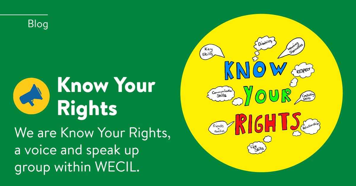 WECILBristol's tweet photo. We are a welcoming community of adults with learning Disabilities and/or autism working together to break down barriers and support independent living. 

For more information about the history and impact of Know Your Rights, read our latest blog post (link in the comments below). https://t.co/ksgkir5nJj