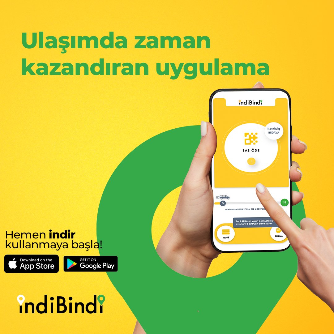 indibindimobil's tweet photo. Ulaşımda zaman kazanmak istiyorsan indiBindi tam da sana göre!

Hemen uygulamayı indir, trafikte zaman kaybetme.

#indiBindi #ulaşım #dolmuş https://t.co/i26AcjQ2A3