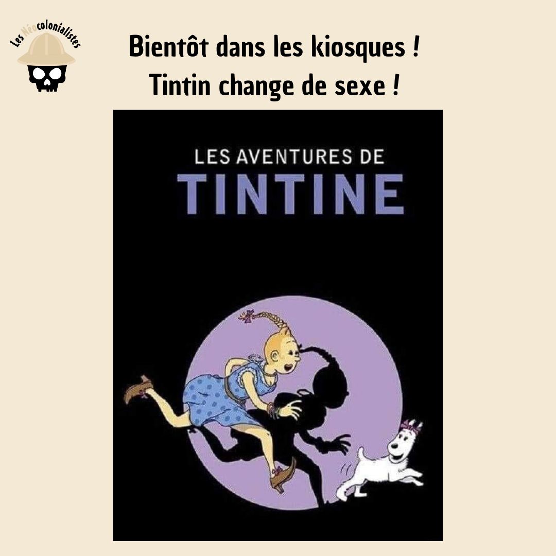 Neocolonialiste's tweet photo. Plus Woke, plus inclusif, le nouveau Tintin débarque et devient Tintine !

Ceci est bien évidement une parodie, quoi que cela parait tellement possible que cela en fait peur … 

#Néocolonialistes #Woke #Inclusif #Parodie #Tintin #Tintine #LGBT #NouveauMonde https://t.co/CUPvMCJ8bV