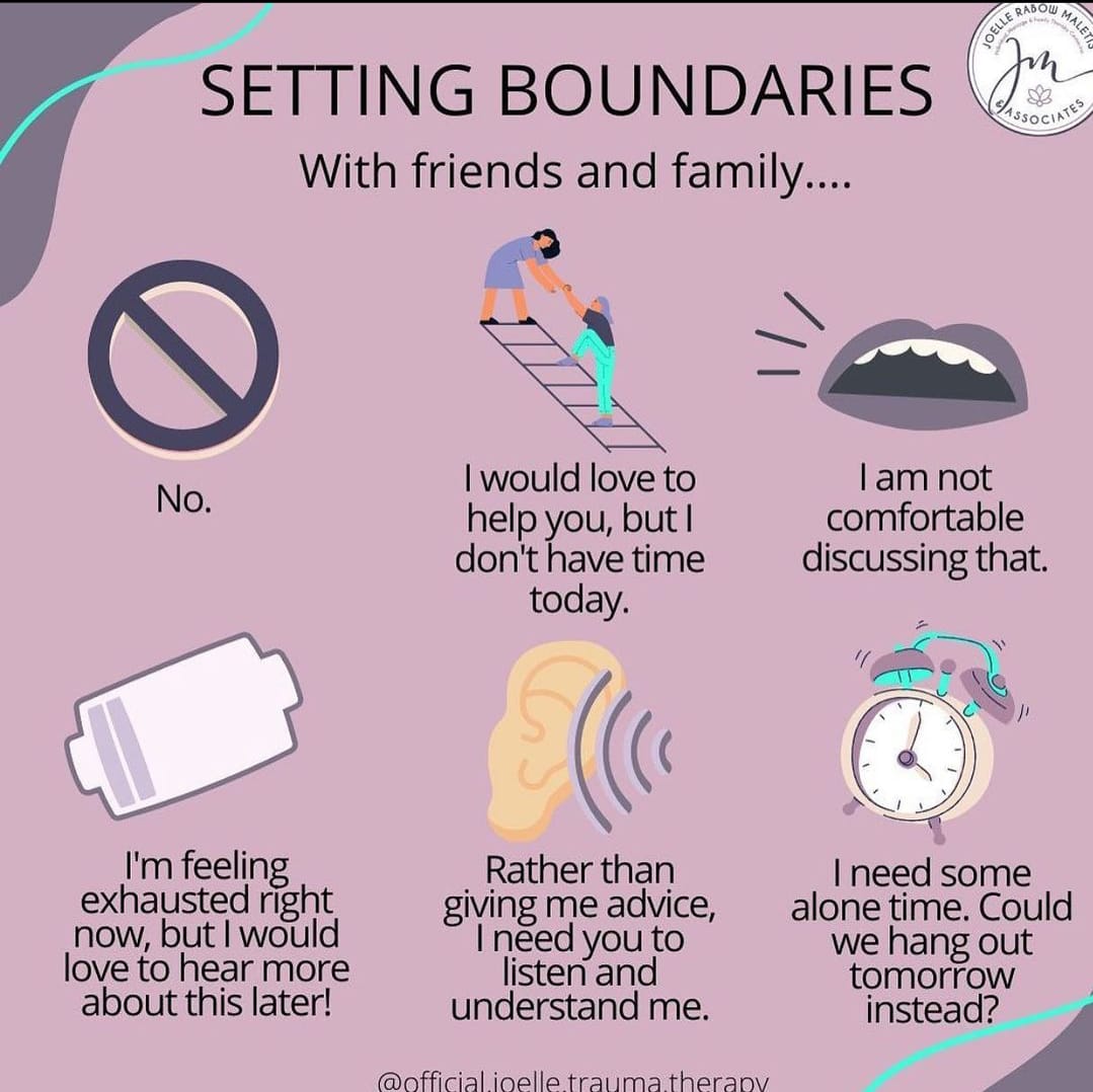 Here are some ways to set boundaries!

#distance #family #mentalhealth #MentalHealthAwareness #wednesdaythought
#MentalHealthMatters #knowyourself #selflove