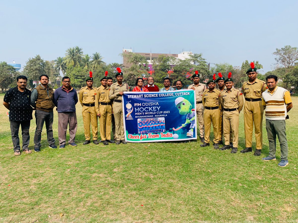 OneODArtyBtyNCC's tweet photo. #NCC grooms #youth to be a #winner & develop #champianship spirit. Principal, ANO & Cdt of #StewartScienceCollege,Cuttack under #1ODArtyBtyNCC cheered for #TeamIndia for #FIH #MensHockeyWorldCup2023 as we welcome #WorldCupTrophy @HQ_DG_NCC @gpsingh3para @kalinga_sagar @utkalpride https://t.co/4qgNaAaLMb