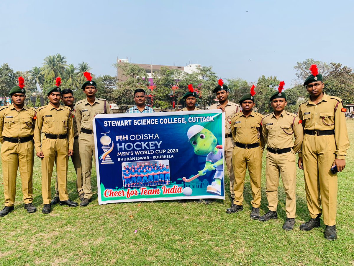 OneODArtyBtyNCC's tweet photo. #NCC grooms #youth to be a #winner & develop #champianship spirit. Principal, ANO & Cdt of #StewartScienceCollege,Cuttack under #1ODArtyBtyNCC cheered for #TeamIndia for #FIH #MensHockeyWorldCup2023 as we welcome #WorldCupTrophy @HQ_DG_NCC @gpsingh3para @kalinga_sagar @utkalpride https://t.co/4qgNaAaLMb