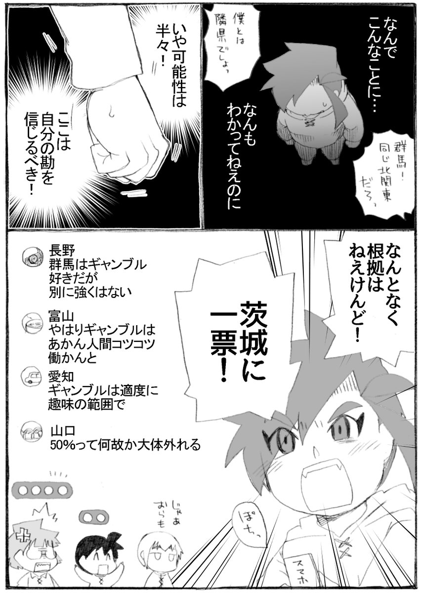 2023年正月漫画18P。

ゲームだと50%で当たるって場合は、大抵外れる(体感)。

#うちのトコでは #うちトコ #四国四兄弟 