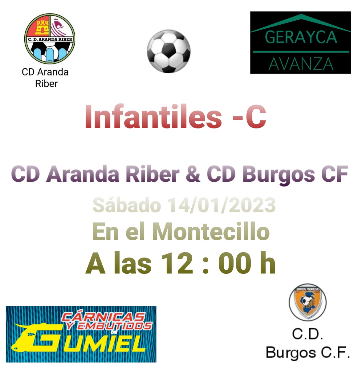 RiberCD's tweet photo. Comenzamos el nuevo año  
Vamos Chicos 👏 👏 
@cdarandariber @CDBURGOSCF1 
#aúpaRiber #SolidariosSiempre #opticalens #mecanizadosaranda #carnicasdegumiel #gerayca #1000GolesSolidarios @CeresBodegas @bodeganeo @T_Luthier @Monteabellon @ https://t.co/InrpKxFlNg