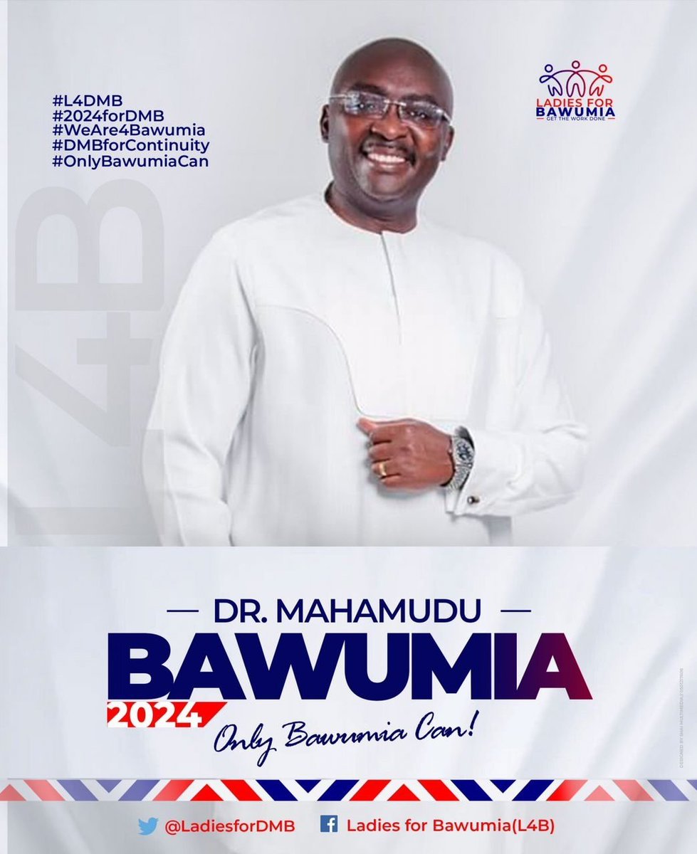 Competence personified
Empathy exemplified
Leadership solidified
Integrity epitomized
Humanity typified

He is the best to lead and indeed the next to lead.

#BestToLead
#NextToLead
#OnlyBawumiaCan
#GetTheWorkDone
#DMB42024
#Ladies4Bawumia
#L4B