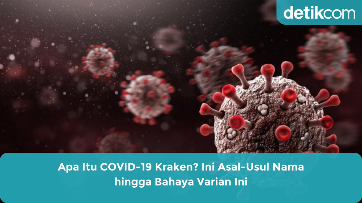 detikHealth's tweet photo. WHO baru-baru ini khawatir dengan kemunculan varian Kraken. Pasalnya, varian ini diketahui menyebar lebih cepat dibandingkan varian lainnya. Bahkan di Amerika Serikat dan negara lainnya mengalami peningkatan kasus.

Lalu, apa itu COVID-19 Kraken? Simak dalam #Thread berikut. https://t.co/XOx2XLDnv6