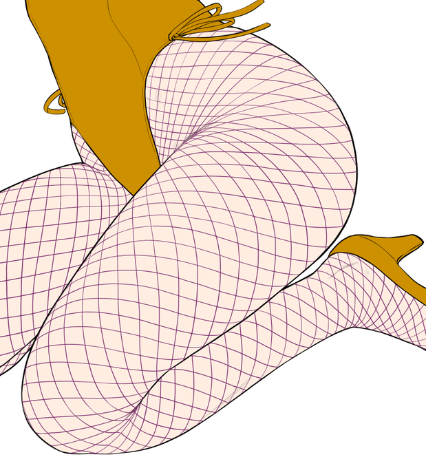やっと線画できた・・・正直網タイツワカラン・・・(網タイツだけで6時間くらいかかった)
資料無しで網タイツ描ける人おかしい。 