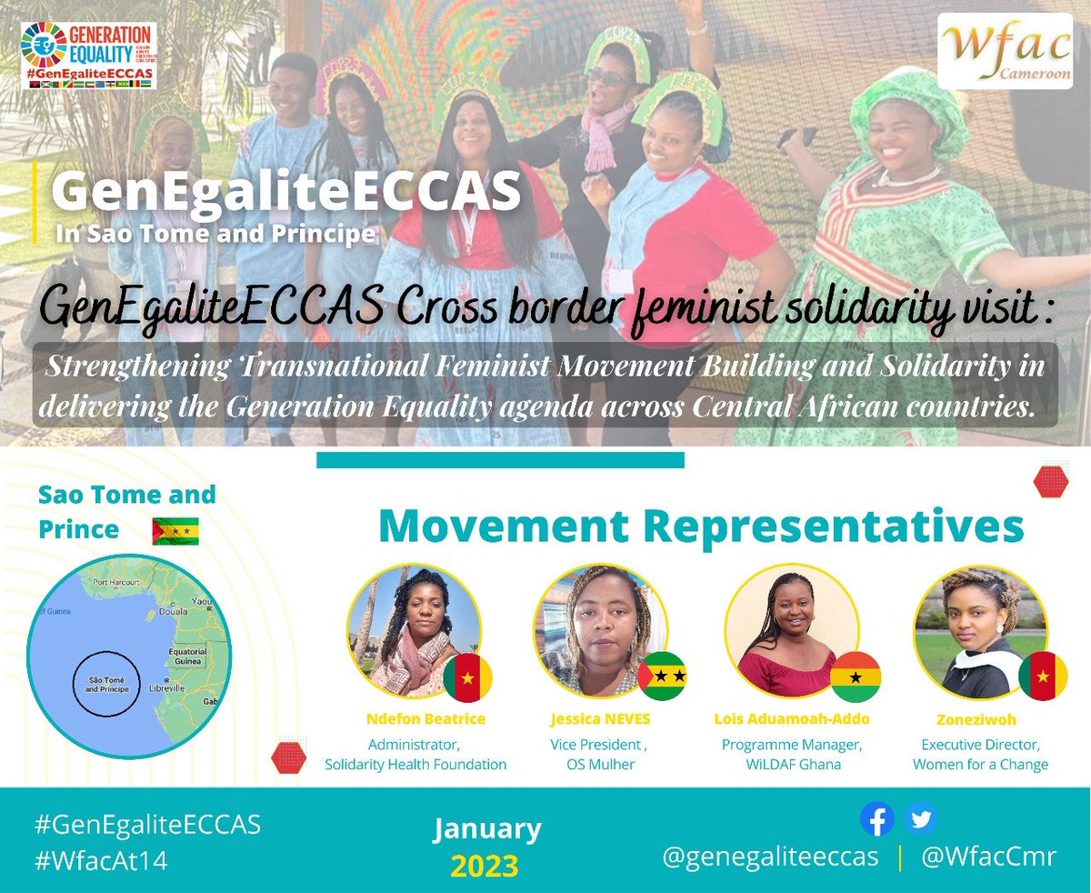 GenEgaliteECCAS's tweet photo. En ce mois de Janvier nous sommes à Sao Tomé et principe dans une visite de solidarité et de renforcement de capacité de membres et communauté de ce pays afin de promouvoir la Campagne de Génération Égalité.

Suivez le processus !

#GenerationEquality
#GenEgaliteECCAS https://t.co/Sibc9dMjm4
