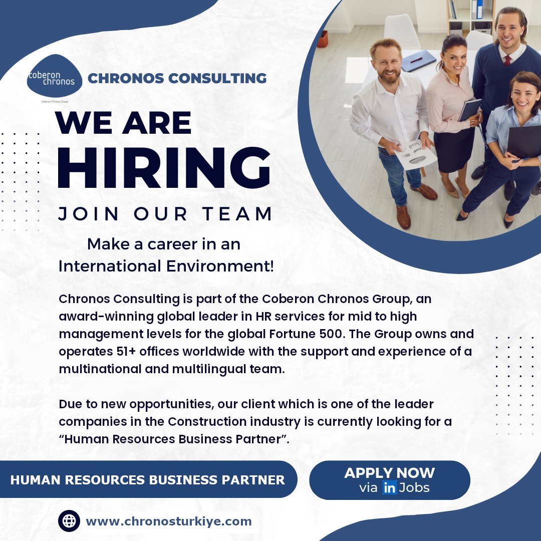 Chronos_Turkiye's tweet photo. We are looking for a "Human Resources Business Partner".
Apply from LinkedIn: https://t.co/7cIkpPL7Ww
or from our website: https://t.co/KHnnX1VXJK
#hiring #HumanResources #businesspartner https://t.co/mcYqj6hixt