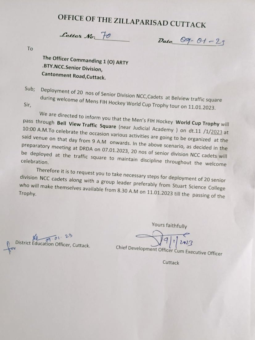 OneODArtyBtyNCC's tweet photo. #AidToCivilAuthorities Upon request from #ZillaParisad Cuttack Cadets of #StewartScienceCollege under #1ODArtyBtyNCC effectively controlled traffic during #WorldCupTrophy rally on its welcome to
#SilverCityCuttack @HQ_DG_NCC @gpsingh3para @utkalpride @kalinga_sagar @CuttackDM https://t.co/aD0KekVBoi