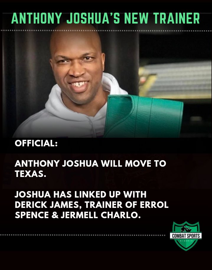 CombatSportsNG's tweet photo. Derek James, Anthony Joshua's new trainer 🥊
#AJBXNG #DerekJames #AnthonyJoshua https://t.co/DYRGdJvjgw