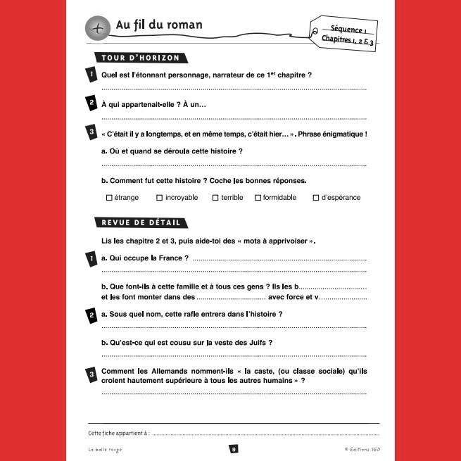 EditionsSed's tweet image. Découvrez « La balle rouge » en lecture suivie en cycle 3. Un récit poignant sur la période de l’occupation allemande. Suivez l’histoire de la famille juive ordinaire de Josué, Sarah, leur fils de 9ans SAM et sa balle rouge.. #LaBalleRouge #Lecturesuivie #Cycle3 #Déportation