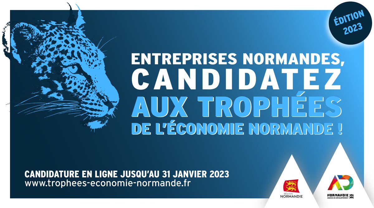 [#Trophées_Eco_normande] - Entreprises normandes, il vous reste 3 semaines pour candidater aux Trophées de l'économie normande !
Profitez de cette nouvelle année pour préparer votre dossier et tenter de devenir Lauréat 2023.
Rdv sur👉trophees-economie-normande.fr