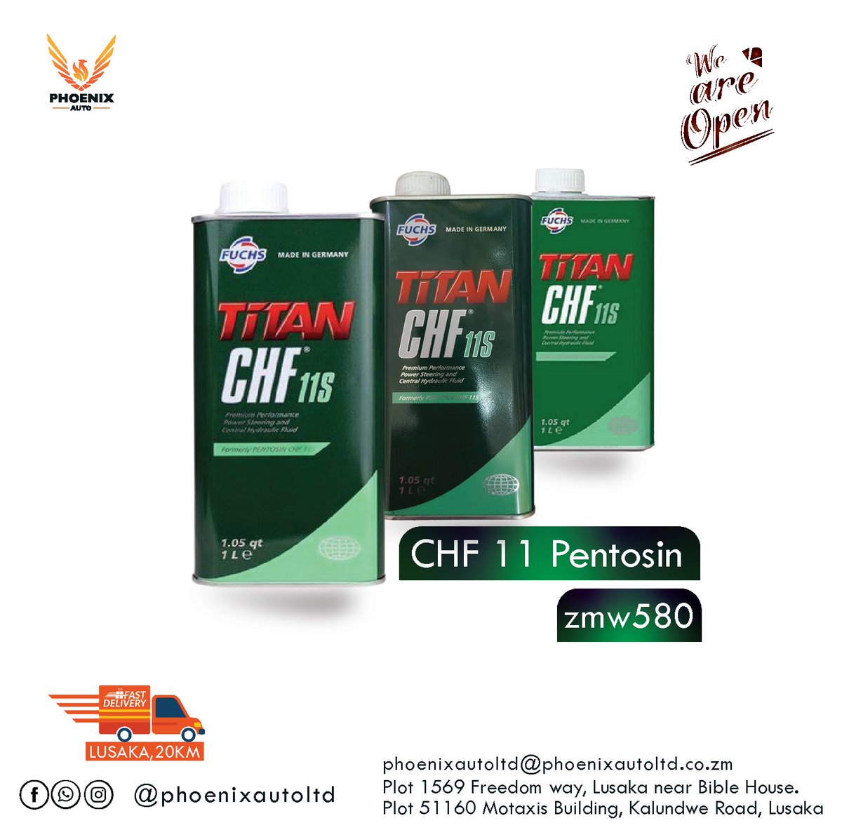 PhoenixAutoLtd's tweet photo. SHOP.
CHF 11 Pentosin available at K580.
Make a call or inbox us for orders on +260 96 7405080
You can also use email:
Delivery 20KM from Lusaka.
#Zambiakuchalo
#enginedetailing #autodetailer #headlightrestoration #premiumdetailing #paintprotection
#zambiabusiness #zambiamotors https://t.co/KgCx5Ccc4B