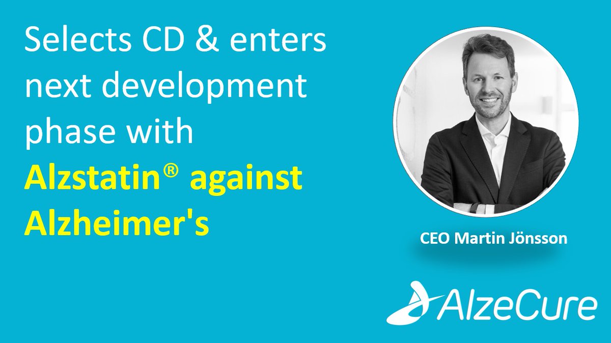 AlzeCure has chosen a candidate drug (CD) and started the preclinical development phase with the company's preventive and disease-modifying candidate drug Alzstatin® ACD680. ACD680 is being developed within AlzeCure's Alzstatin platform.........
alzecurepharma.se/en/alzecure-se…