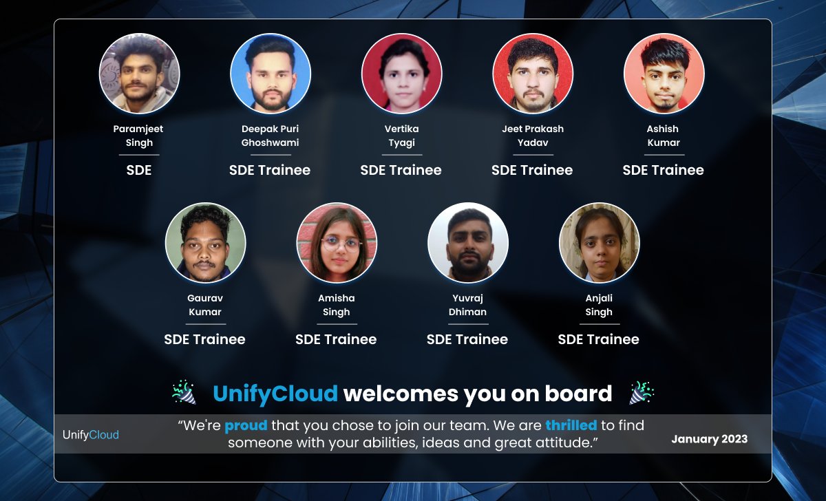 cloudatlasinc's tweet photo. Congratulations on being part of the UnifyCloud team! The whole company welcomes you, and we look forward to a successful journey with you!
#newemployee #welcometotheteam #newhire #UnifyCloud #CloudAtlasPlatform @UnifyCloudLLC https://t.co/tFBwjvJLal