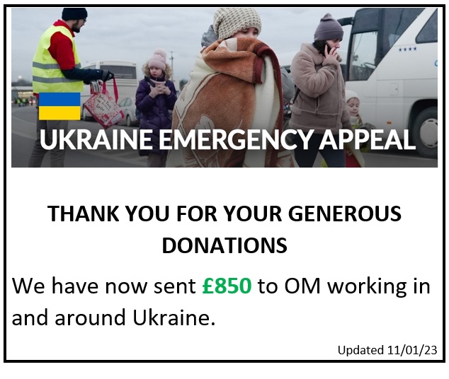 cornerstoneDH's tweet photo. We have sent another £60 to the OM Emergency Ukraine appeal today. So far we have raised £850 which is supporting people in and around the borders of Ukraine. THANK YOU to everyone who has donated so far. #Ukraine #StandingWithUkraine #Carlisle #UK https://t.co/hYOSifJPOl