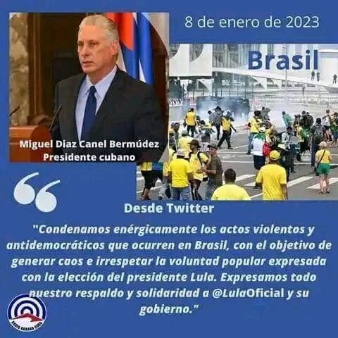 Lula el pueblo cubano està contigo🇧🇷🇨🇺, el mundo 🌏 està contigo #CardenasEnVictoria #FinanzasyPrecios #LulaPresidente2023 <a href="/DiazCanelB/">Miguel Díaz-Canel Bermúdez</a> <a href="/MeisiBWeiss/">Meisi Bolaños Weiss</a> <a href="/SuselyMorfaG/">Susely Morfa González</a> <a href="/mariofsabines/">Mario Sabines Lorenzo</a> <a href="/Alina62629240/">Alina Vera</a> <a href="/GonzalesImbert/">Antonio Víctor Gonzáles Imbert</a> <a href="/MirthaSnchezGo1/">Mirtha Sánchez González</a> <a href="/Lazarosuna/">Lazaro Suarez</a>