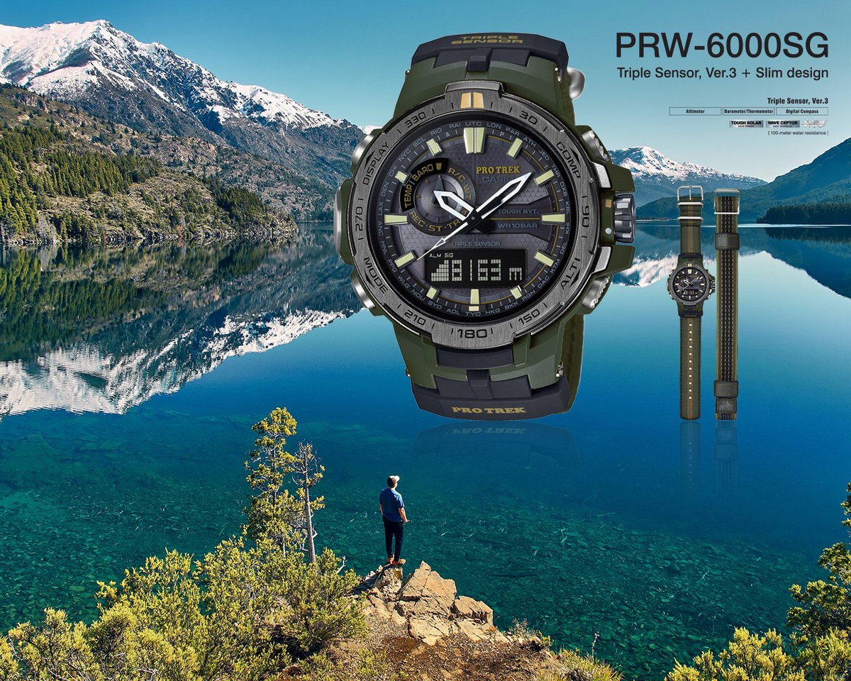 javyscasio's tweet photo. Triple Sensor Version 3 lineup of #PROTREK
The surfaces of the rubber bands are treated with silicon resin to reduce slippage during wear
#javys  #TripleSensor #outdoor #adventure #Solar #RadioControl #replaceableband #outerwear #登山錶 #冒險者 #電波錶 #帆布尼龍錶帶 #PRW6000SG3 https://t.co/t5kRjZYbKJ