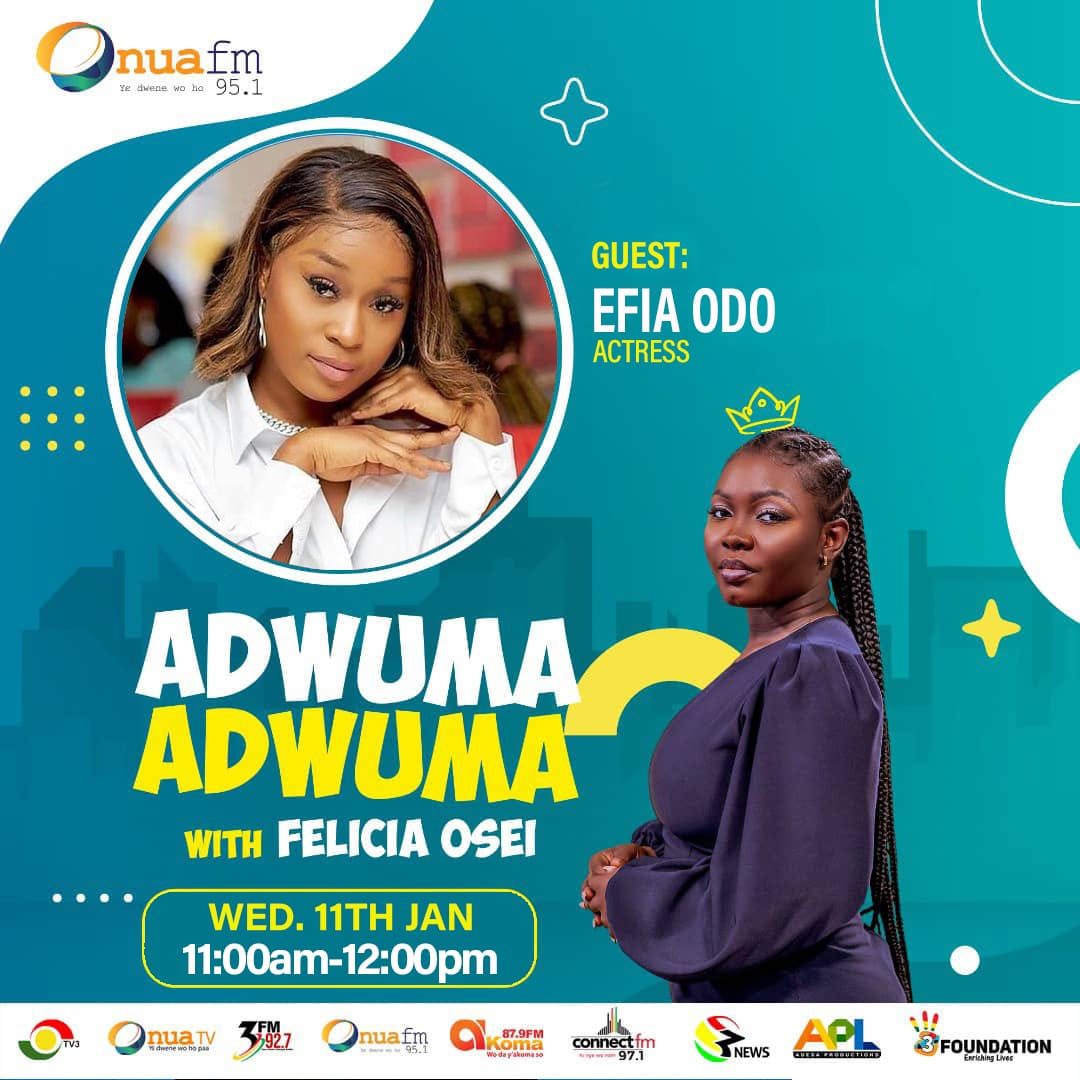 onua951fm's tweet photo. Today on Adwuma Adwuma with @Osei_Feliciaa  , we will be joined by the beautiful @Efiaodo1. 

Tune in from from 10:30 - 12:00pm and spice up your mid-morning. 

#OnuaFM #AdwumaAdwuma https://t.co/TcOeNL3muX