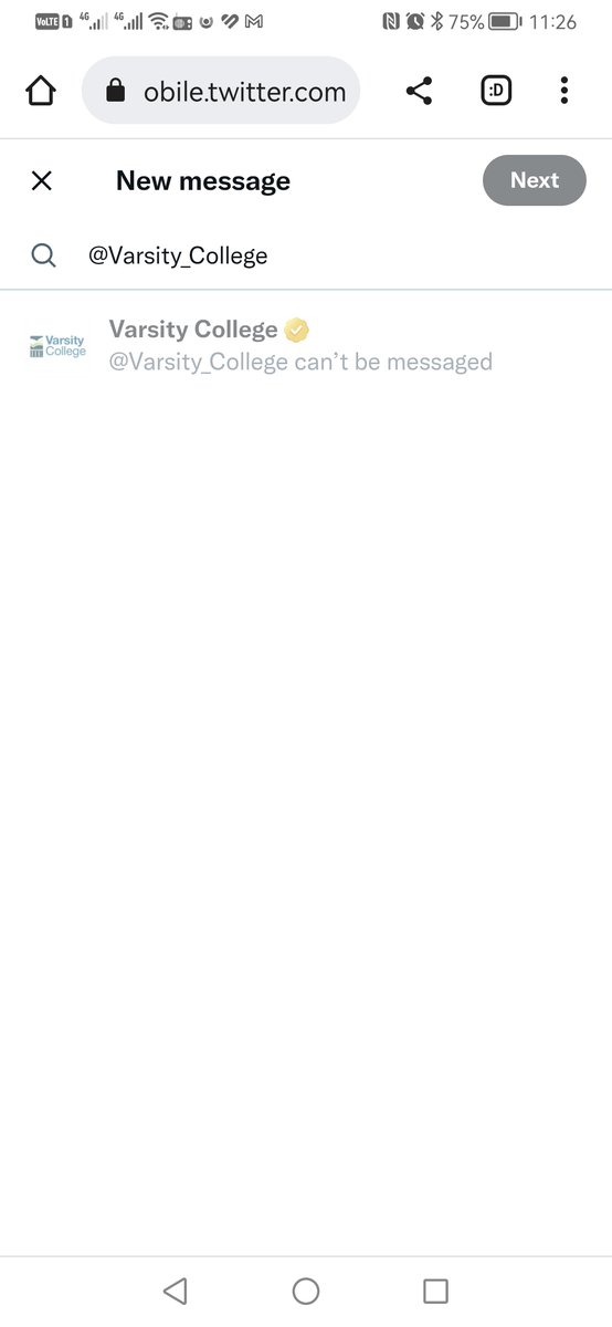 Phindabusa's tweet photo. @Varsity_College Please see below screenshot. "Varsity college can't be message" https://t.co/LJD6tCK1YI