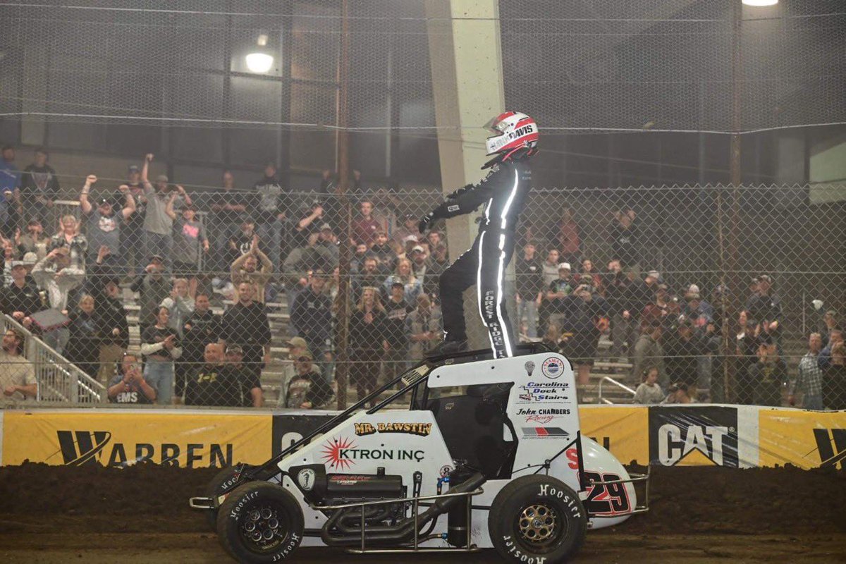 hankdavis1h's tweet photo. Still can’t believe it, Chili Bowl Prelim winners!! I’m gonna cherish this one forever!! Huge thank you to everyone involved!!                       
Mr. Bawstin, K Tron inc, John Chambers Racing, Nocella Paving, Martel Motorsports Restorations, Carolina Dock Stairs, Skip…. https://t.co/JadrX7lYzk