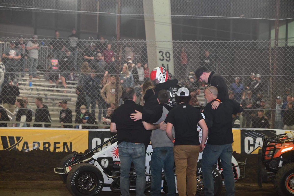 hankdavis1h's tweet photo. Still can’t believe it, Chili Bowl Prelim winners!! I’m gonna cherish this one forever!! Huge thank you to everyone involved!!                       
Mr. Bawstin, K Tron inc, John Chambers Racing, Nocella Paving, Martel Motorsports Restorations, Carolina Dock Stairs, Skip…. https://t.co/JadrX7lYzk