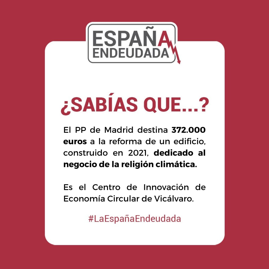 espanaendeudada's tweet photo. 😲 El Ayuntamiento de @MADRID destina 372.000€ para reformar un edificio construido en 2021.

Como el edificio está destinado a la religión climática es prioridad n° 1 para @AlmeidaPP_ que es un firme defensor de la #Agenda2030 

Con estas políticas logramos #LaEspañaEndeudada https://t.co/x0rFmTKstS
