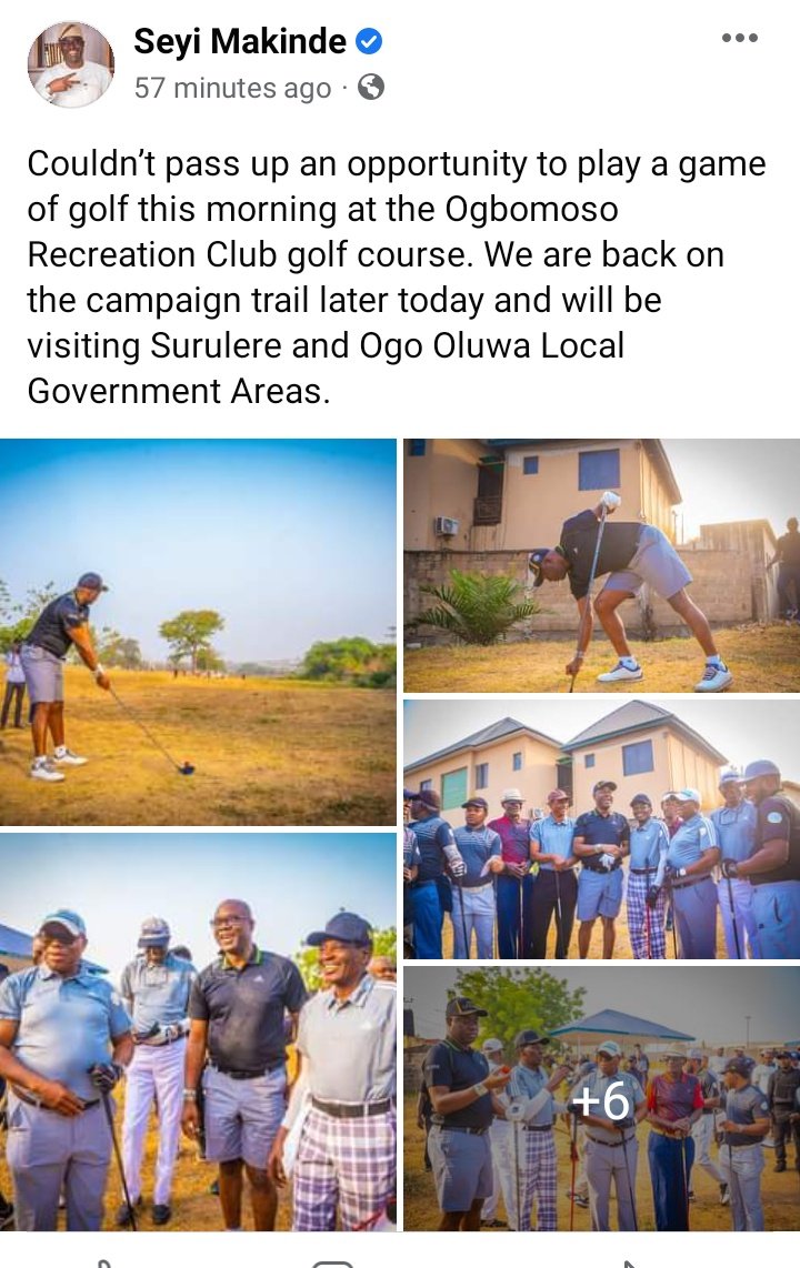 deeduke1's tweet photo. Seyi Makinde no rate us for Oyo State abeg. Baba would rather play golf over attending the BBC Debate
Lessons will be learnt sha
#bbcGovdebate
#BBCYorubaDebate https://t.co/gJJjR5Zvw6