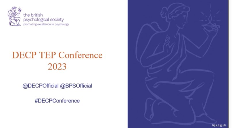 The brilliant DECP TEP Conference is about to begin - always totally inspiring <a href="/DECPTraineeEP/">DECP TEP Voice</a> <a href="/DECPOfficial/">BPS DECP</a> <a href="/BPSOfficial/">British Psychological Society</a> #TwitterEPs #TwitterTEPs