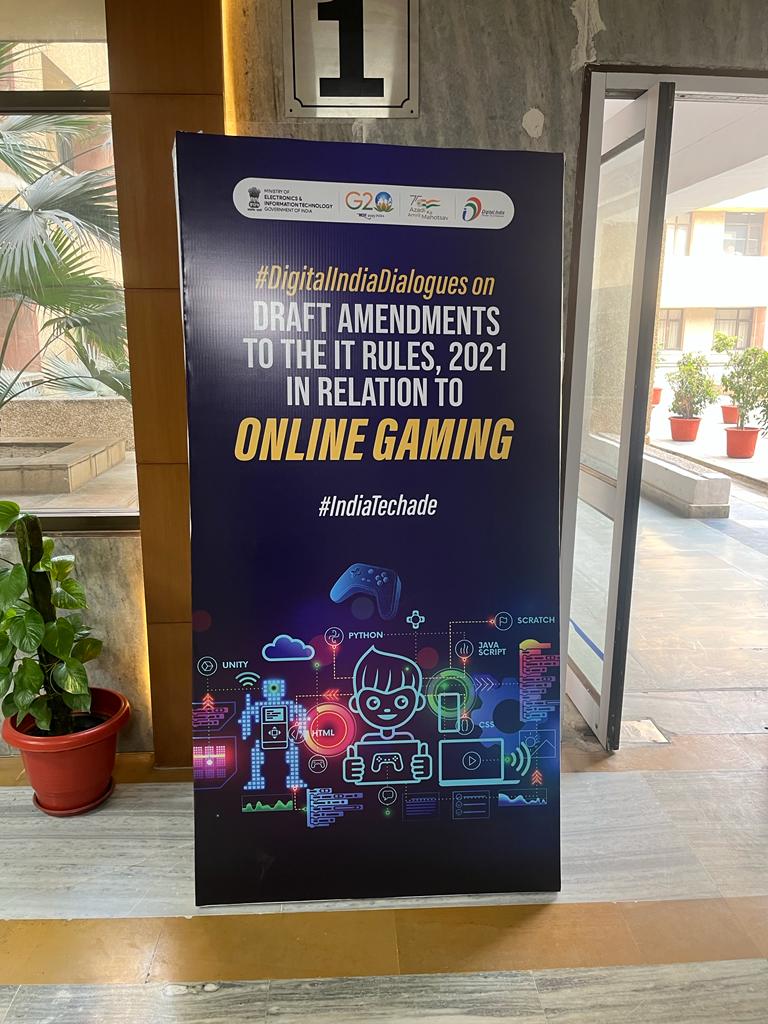 GoI_MeitY's tweet image. The stage is all set for the interaction of MoS @Rajeev_GoI with stakeholders including parents, students, teachers &amp;amp; others on draft amendments to the #ITRules2021 in relation to #OnlineGaming
 
#DigitalIndiaDialogues #DigitalIndia #IndiaTechade #NewIndia