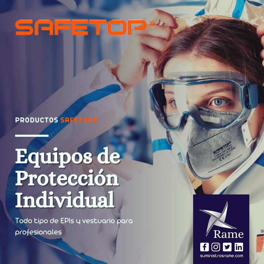 SuministrosRame's tweet photo. Somos distribuidores de #Safetop con productos de primera calidad de #EPIs #EquiposDeProteccion #GafasSeguridad #ProteccionSoldadura #TrabajoAltura #VestuarioLaboral #CalzadoSeguridad 👩‍🔧 #SuministrosRame más de 25 años enfocados a la calidad! https://t.co/2uXp7fjOYL