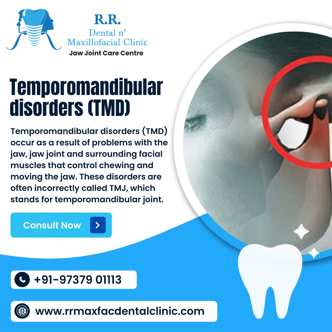 Temporomandibular disorders (TMD)

#rrmaxfacdentalclinic #jawjointcarecentre #dental #surat #dentalsurat #dentalimplant #allonfour #augmentation #cosmeticdentistry #toothwhitening #dentalveneers #smiledesign #jawjoint #orthognathicsurgery #cosmeticsurgry   #dentalclinic