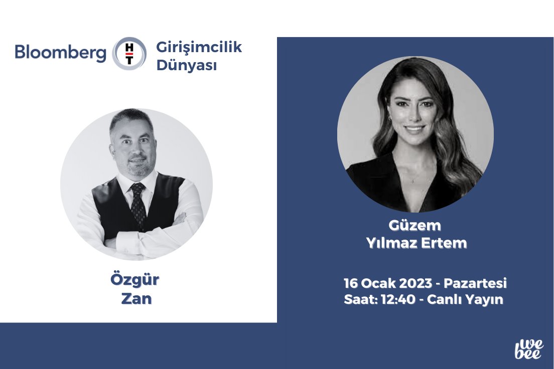 We Bee (@getwebee) on Twitter photo CEO'muz <a href="/ozgurzan/">Dr. Özgür Zan</a> 16 Ocak 2023 / Pazartesi günü saat 12:40'ta <a href="/BloombergHT/">Bloomberg HT</a> 'de #GirişimcilikDünyası programında <a href="/guzemyilmaz/">Güzem Yılmaz Ertem</a> 'in konuğu oluyor. Sakın kaçırmayın! CEO'muz <a href="/ozgurzan/">Dr. Özgür Zan</a> 16 Ocak 2023 / Pazartesi günü saat 12:40'ta <a href="/BloombergHT/">Bloomberg HT</a> 'de #GirişimcilikDünyası programında <a href="/guzemyilmaz/">Güzem Yılmaz Ertem</a> 'in konuğu oluyor. Sakın kaçırmayın!