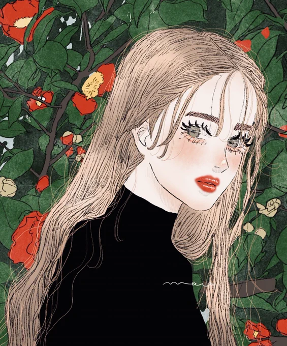 椿#イラスト #illustration #Procreate (縦長サムネを失った悲しみ) 