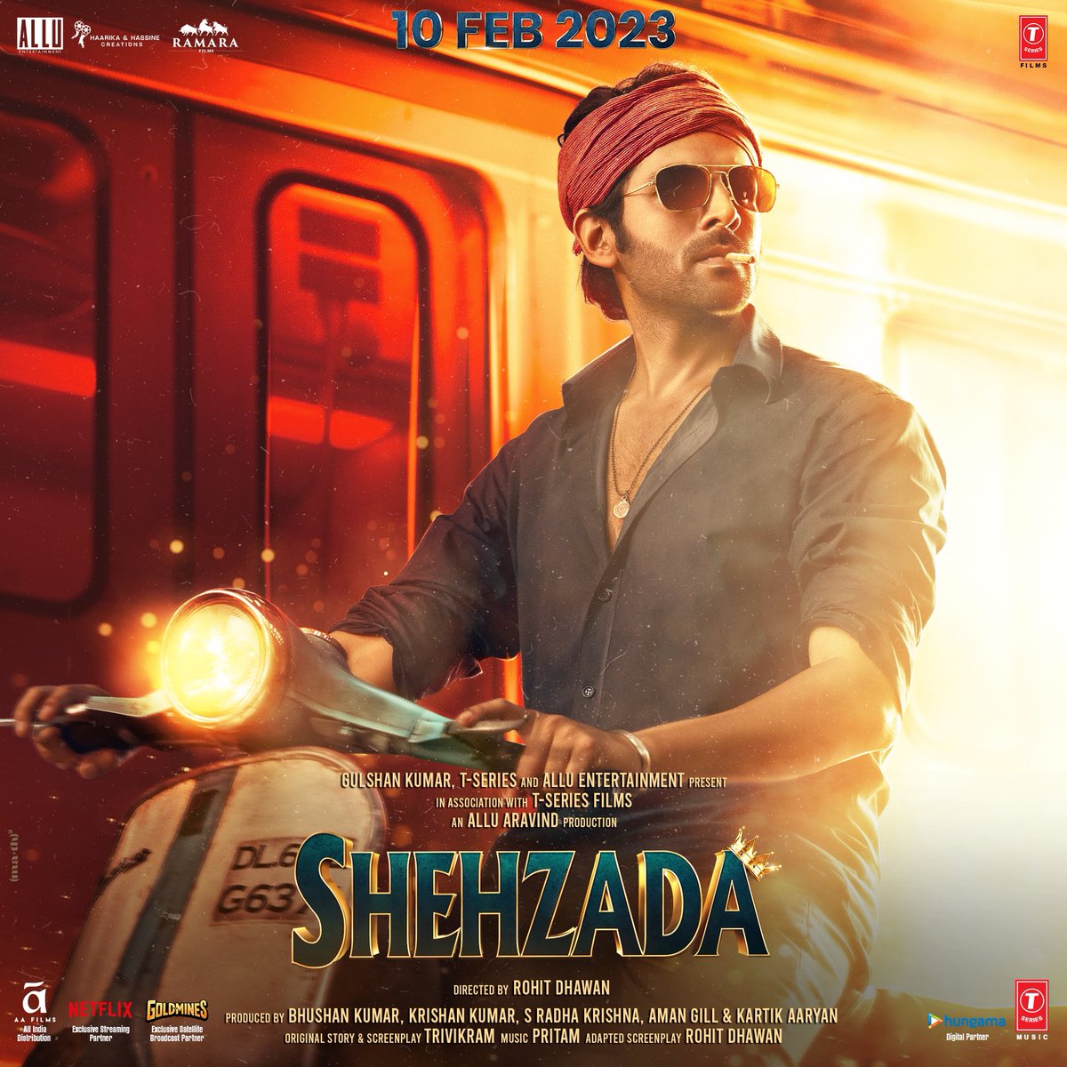 ‘SHEHZADA’ FIRST LOOK POSTER… TRAILER TOMORROW… #KartikAaryan as #Shehzada… #ShehzadaTrailer arrives tomorrow [12 Jan 2023]… Costarring #KritiSanon with #PareshRawal, #ManishaKoirala and #RonitRoy, the film is directed by #RohitDhawan… In *cinemas* 10 Feb 2023… #FirstLook