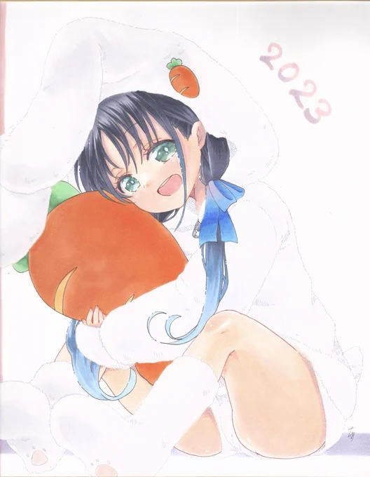 ピンク飛んでるけど淡いピンクウサギな色紙描いてますまだまだ増えます〜 #こみトレ41  